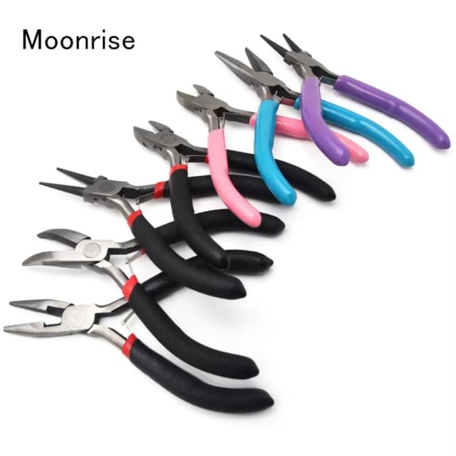 Pinces à bijoux, Kit d'outils et d'équipement, pince à fil de coupe à nez rond à aiguille longue pour la fabrication de bijoux, accessoires faits à la main HK043