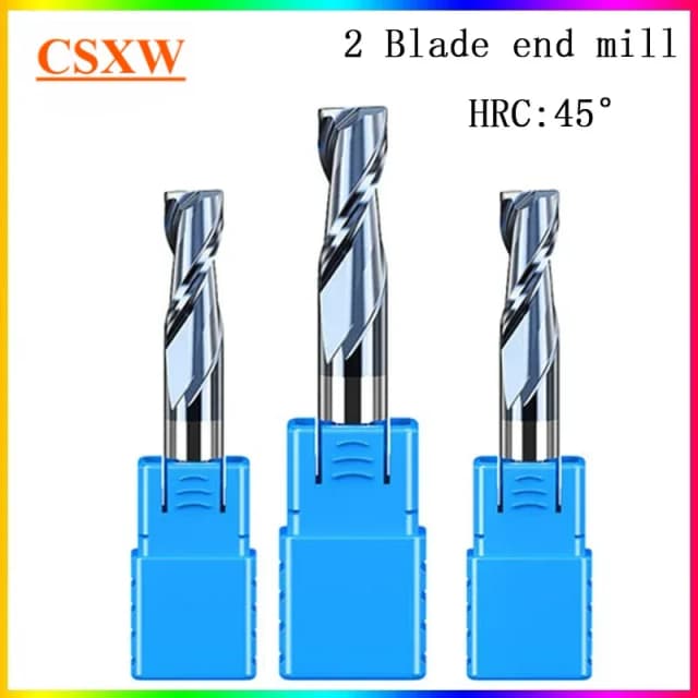 HRC45 2 fraise à bout de cannelure 1.5mm 1 ~ 12mm 1 ~ 20mm 6mm 8mm 12mm 50L 60L 75L 80L 100L CNC carbure métal routeur peu fraise métallique