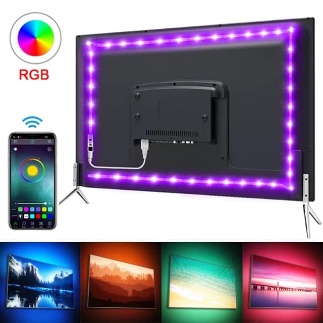 Bande lumineuse LED RVB flexible pour décoration de pièce, rétroéclairage TV, contrôle Bluetooth, 5V, USB