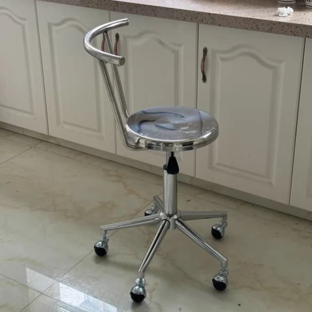 Tabouret à hauteur réglable en acier inoxydable, chaise de laboratoire Simple avec dossier, chaise de barbier pour Salon, tabourets de Bar de levage robustes