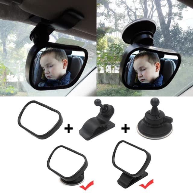 Miroir arrière convexe 2 en 1 pour bébé, Mini miroir arrière de voiture, vue réglable, moniteur automatique pour enfants, accessoires de voiture