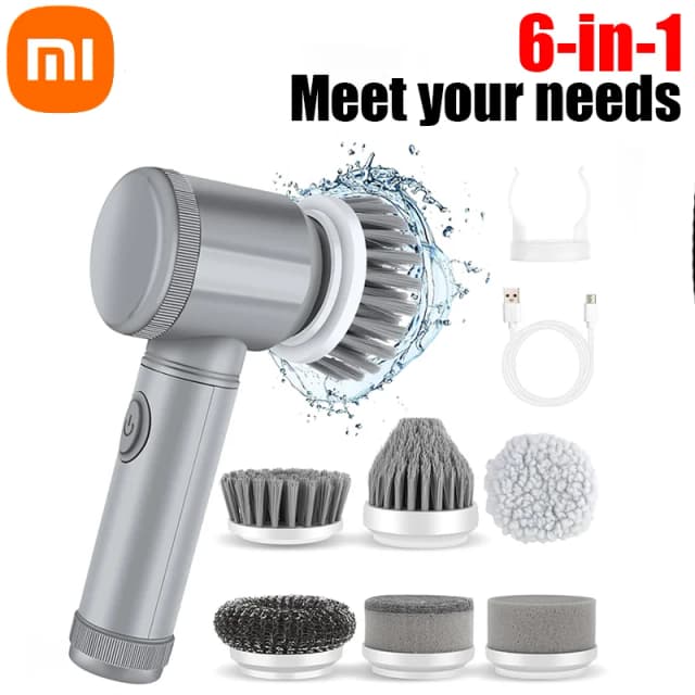Xiaomi MIJIA épurateur électrique brosse de nettoyage rotative épurateur électrique avec 6 têtes de brosse remplaçables brosse de nettoyage électrique salle de bain