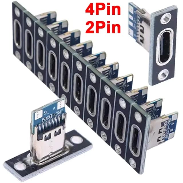 5/20 pièces prise USB 3.1 type-c 2 broches 4 broches connecteur femelle Jack Port de chargement de données petite Base de charge électrique avec plaque de fixation