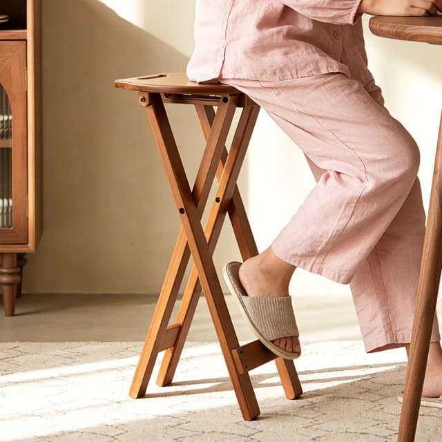 Tabouret pliant en bambou de style rétro, tabouret rond pliable pour la maison, tabouret haut pliable, tabouret de bar, tabouret de restaurant
