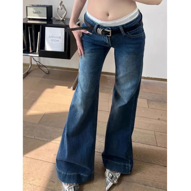 Lucyever-Jeans taille basse pour femmes, pantalons évasés en denim amincissants, jambe large, mode coréenne, streetwear Y2K, printemps, été, sexy, fjk