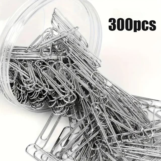 300 pièces de trombones argentés, trombones de reliure de bureau de 28mm, adaptés au stockage de fichiers de bureau, à l'école et à la maison.