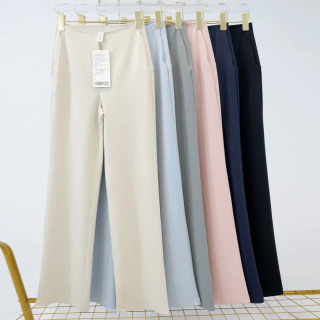 Pantalon de costume Micro évasé pour femmes, Yoga, loisirs, sport, levage des hanches, coupe Slim, élastique, résistant aux rides