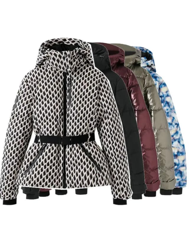 Manteaux rembourrés à capuche taille haute pour femme, avec ceinture, élégants, épais, poches chaudes, vestes de ski coupe-vent, mode hiver 2025