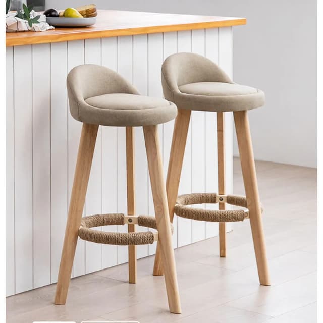Tabourets de Bar hauteur sans dossier tabourets hauts en bois pour îlot de cuisine chaises de Bar modernes meubles de tabourets de Bar en coton et lin
