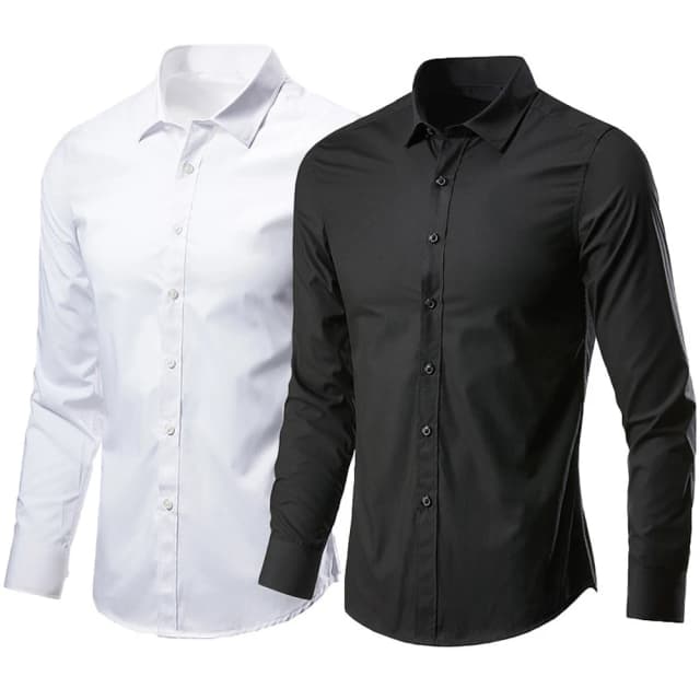 Chemise formelle classique pour hommes, manches longues, résistante aux rides, boutonnée, robe d'affaires, M L XL 2XL 3XL 4XL