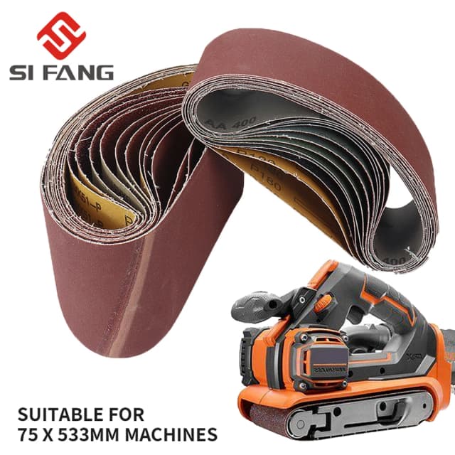 5 pièces 75x533mm bandes abrasives bandes abrasives pour 3x21 ''planseurs fichier ponceuse à bande outils abrasifs bois métal souple polissage