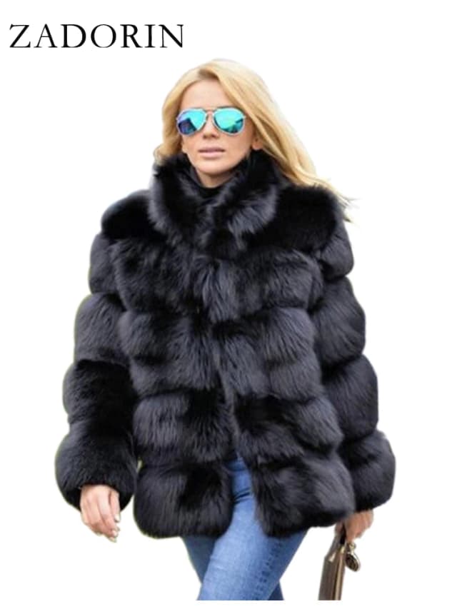 ZADORIN mode épais chaud hiver manteau femmes de luxe fausse fourrure de renard manteau vestes femmes col de fourrure fausse fourrure veste d'extérieur