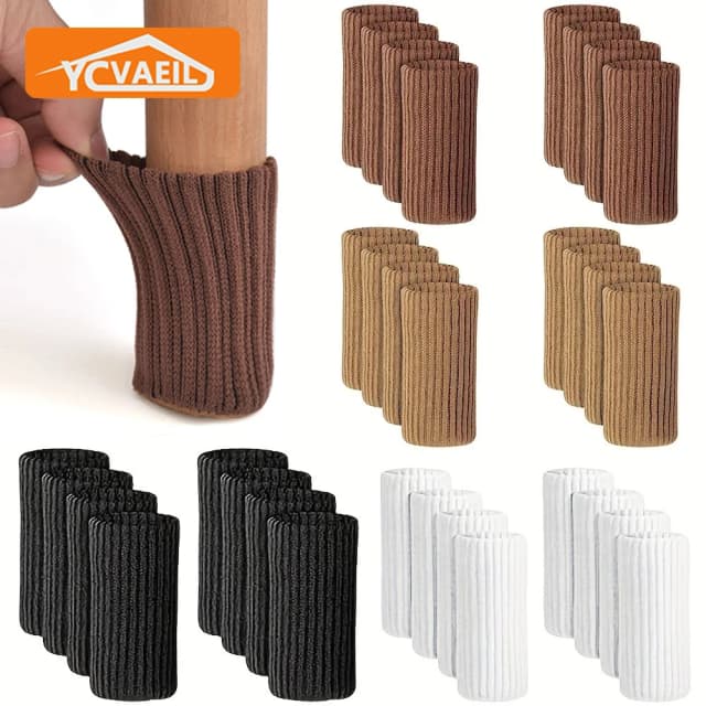 16 pièces pieds de chaise chaussettes tricotées meubles pieds protecteurs de sol coussinets antidérapants silencieux épaissir Table chaise jambe chaussettes couvre