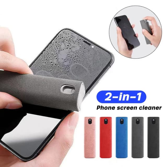 Spray nettoyant pour écran 2 en 1, pour téléphone portable, PC, tablette, Ipad, dépoussiéreur d'écran, chiffon d'essuie-glace en microfibre, outils de nettoyage de vernis