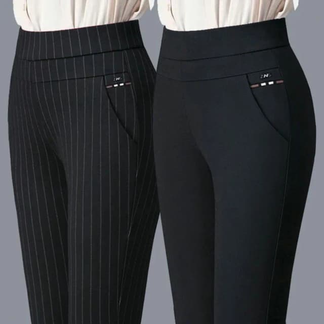 Pantalon de printemps pour mère, taille haute, poches extensibles décontractées, couleur unie, haut ajusté, grande taille, pantalon crayon, vêtements pour femmes