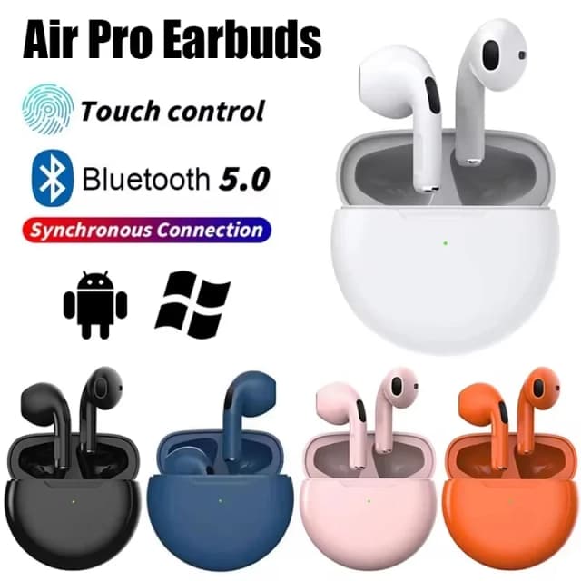 Écouteurs Bluetooth sans fil TWS Pro 6 avec micro, écouteurs Hifi stéréo 9D, casque pour Xiaomi, Samsung, Android
