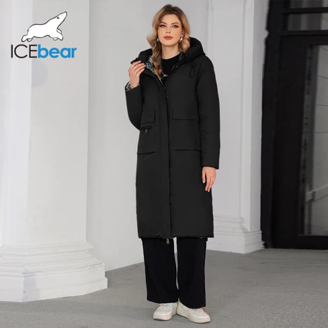 ICEbear-Veste réversible à capuche avec fermeture éclair pour femme, parka de marque à la mode, haute qualité, hiver 2024, GWD4682I