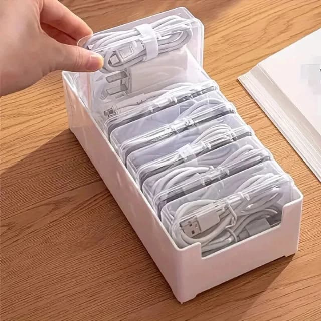 Boîte d'organisation de câbles de données, boîte de rangement pour cordons, outil de gestion des câbles de chargeur de bureau, kit d'organisation de câbles Apple, mini petit format