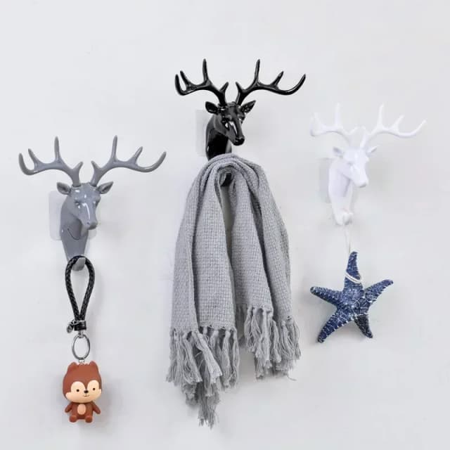 Crochets en corne de cerf pour la décoration de la maison, tête de cerf américaine, crochets muraux adhésifs non kies, crochets à clés murales