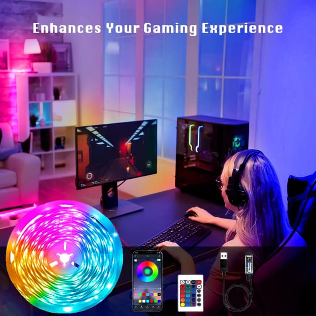 Lampe à bande LED pour la décoration intérieure, la musique ss, la lampe à bande LED RVB, la chambre et la fête de famille, 5m, 10m, 20m, 30m