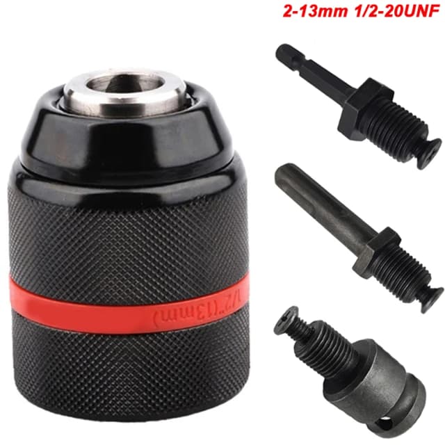 Mandrin de perçage sans clé en métal JENTORIX 2mm-13mm, mandrin à cliquet auto-serrant à 3 mors filetage 1/2-20UNF, mandrin pour forets, tournevis et tarauds