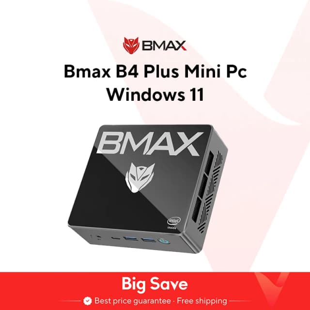 BMAX B4 Plus-Mini PC Windows 11, Intel N100, 16 Go DDR4, 512 Go SSD, 2 x HDMI, 1 x Type-C, Prend en Charge 4K @ 60Hz, 750MHz, Exploration Intel UHD