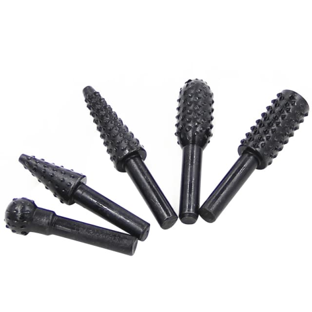 Bâton de dent de loup noir pour le travail du bois, lime rotative, ensemble d'accessoires de meulage, outil de tête de meulage électrique, 5 pièces