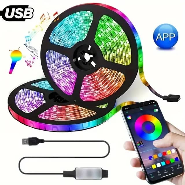 Bande Lumineuse LED RGB 5050, USB 5V, Bluetooth, Contrôle de Documents, Proxy, Ruban Flexible, pour Décoration de ixà Domicile