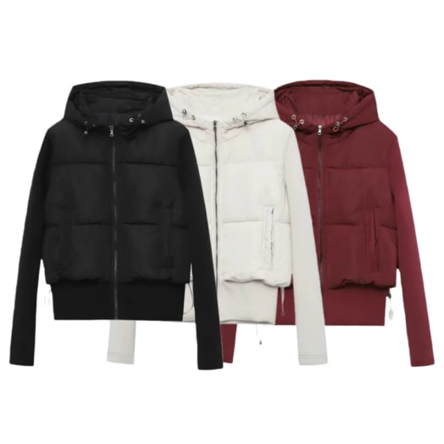 UNIZERA2025 automne nouveau femmes décontracté mode mince tissu extensible épissage coton manteau chaud à capuche coton manteau