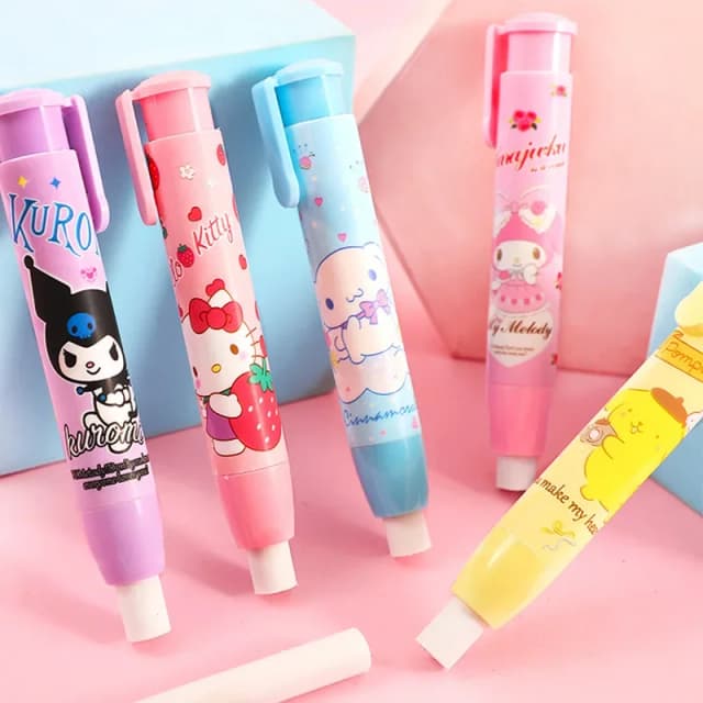Gomme à pression créative Sanrio Hello Kitty, dessin animé Kuromi mélodie cannelle, papeterie Kawaii, cadeau, fournitures scolaires et de bureau