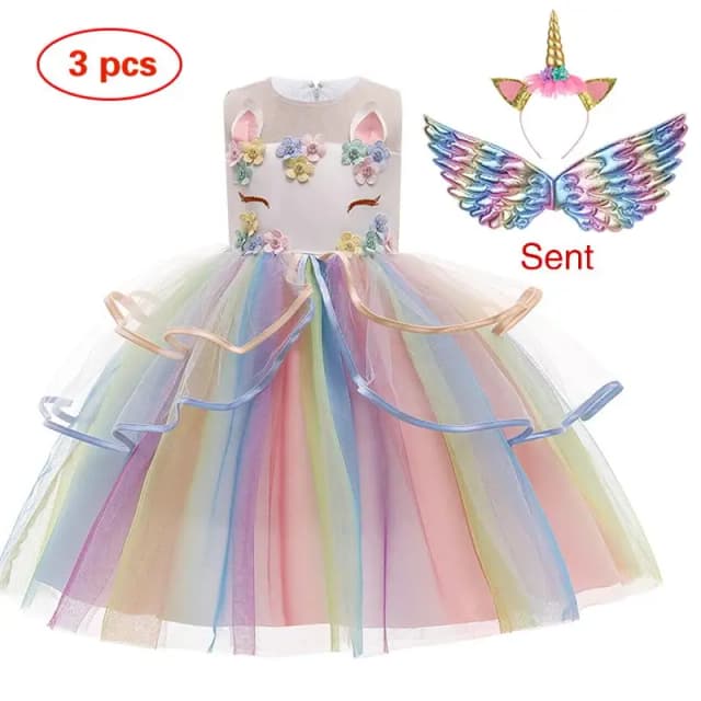 Robe Tutu licorne pour petites filles, tenue princesse arc-en-ciel Pastel, robe de fête d'anniversaire pour enfants, Costume de spectacle licorne d'halloween