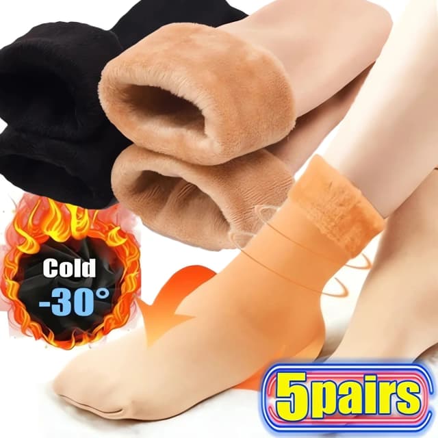 Chaussettes chaudes et solides pour femmes, chaussettes thermiques épaisses en laine et cachemire, peau noire, sans couture, chaussettes de neige en velours unisexes, hiver