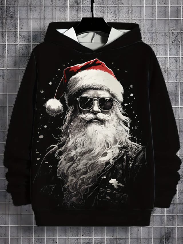 Mode noël hommes sweats à capuche impressions 3D père noël sweat hauts cordon vêtements de sport hauts décontracté vêtements pour hommes