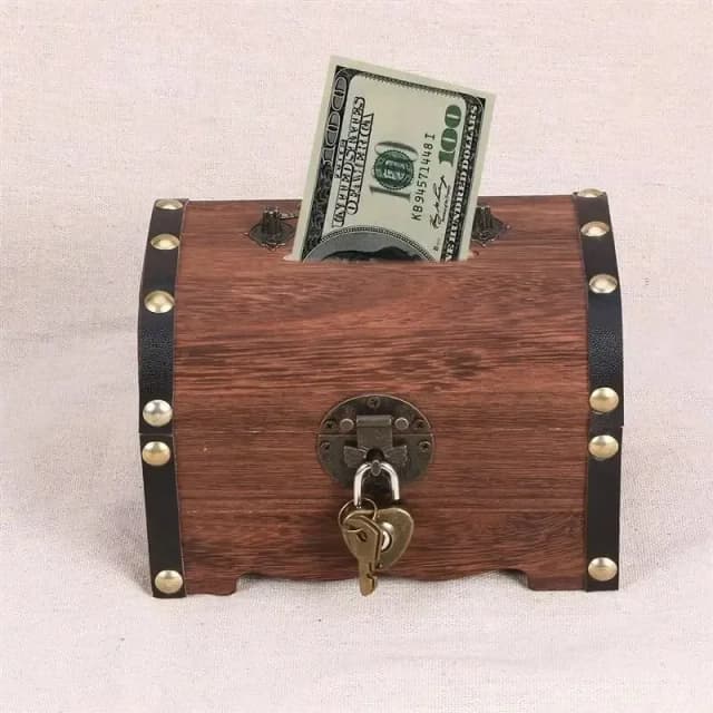 Coffre au trésor avec serrure, boîte de rangement au trésor Vintage, organisateur de tirelire, boîte d'épargne avec serrure pour décoration rétro de la maison