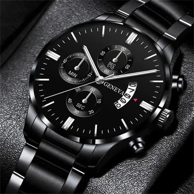 Mode hommes montres de luxe noir en acier inoxydable Quartz montre-bracelet homme montre d'affaires pour hommes calendrier horloge Reloj Hombre