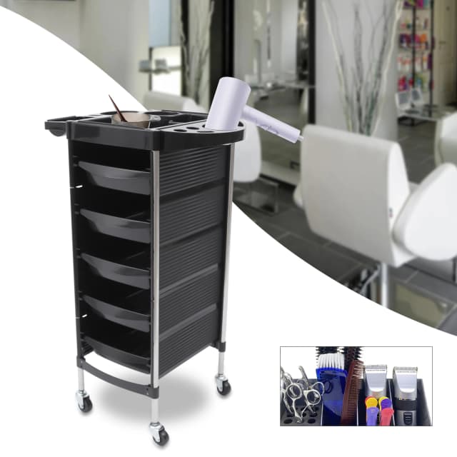 Chariot roulant pour salon de coiffure, station de coiffure SPA, chariot de service de barbier, support de rangement, 5 portes à proximité
