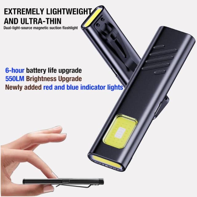 Feu de travail clignotant de sécurité, voyant d'avertissement, lumière forte, mini portable, entretien extérieur, lampe de poche EDC d'urgence, capuchon de couteau cli