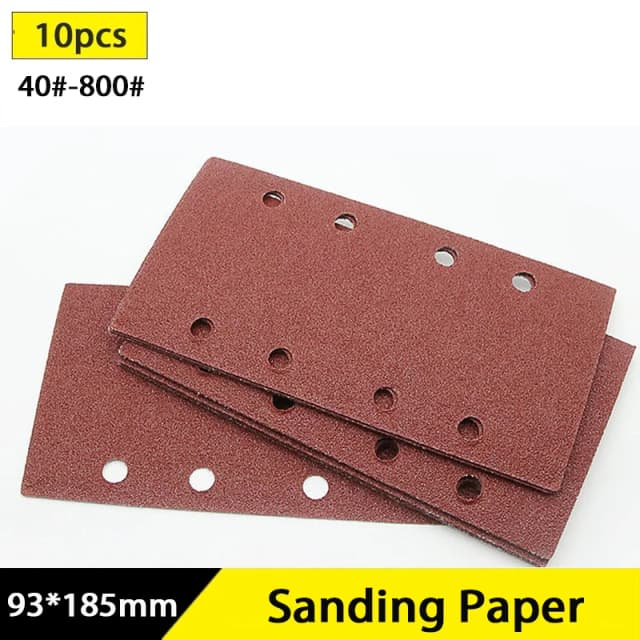 10 pièces 93x185mm 8 trous papier de verre 40 à 800 grains disques de ponçage pour meubles en bois ponçage des métaux et polissage automobile