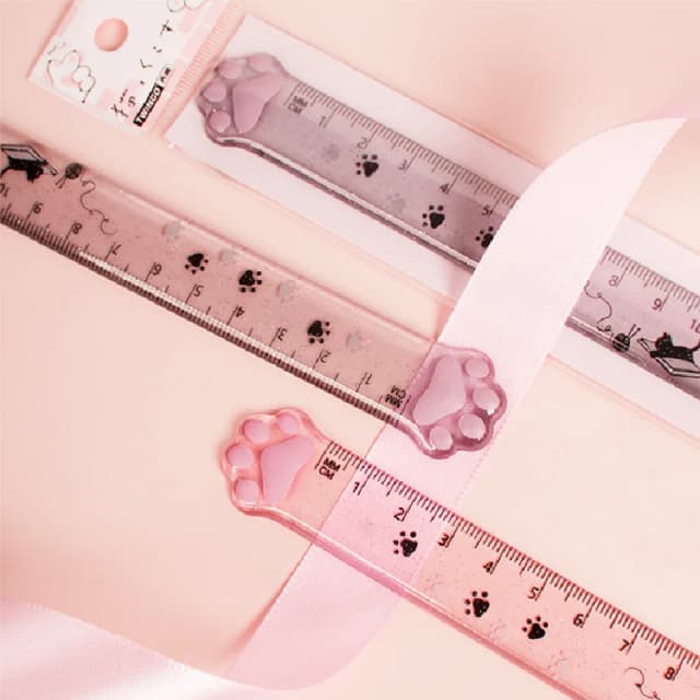 Règles droites en plastique patte de chat mignon, fournitures scolaires et de bureau Kawaii, accessoires de planificateur, prix étudiant