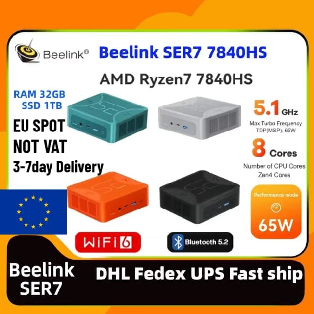 2025 officiel Beelink SER7 Mini PC AMD Ryzen7 12 cœurs 7840HS RAM DDR5 Type C sans Ram pas de SSD beelink mini PC gamer mini ordinateur portable