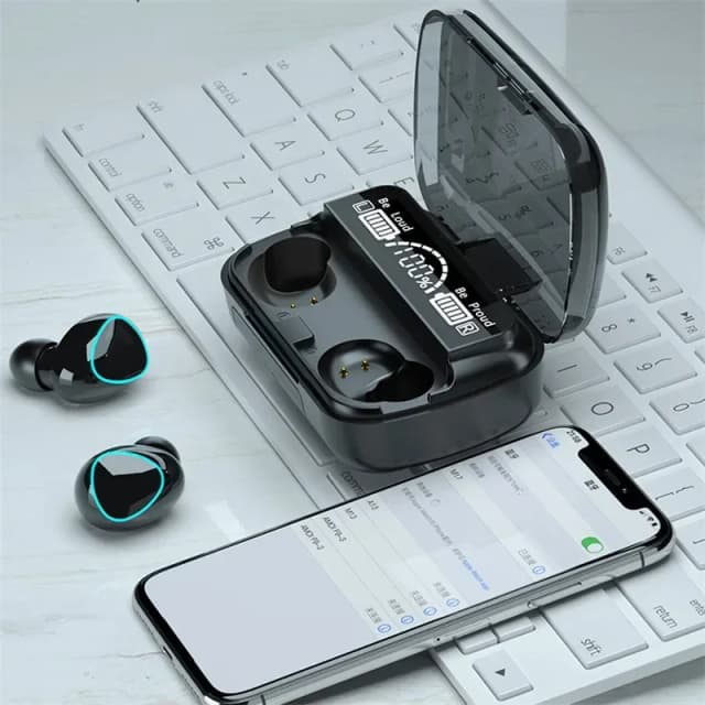 Écouteurs sans fil M10, stéréo 9D - Boîte de charge 3500mAh, écouteurs Bluetooth TWS étanches pour le sport avec microphone